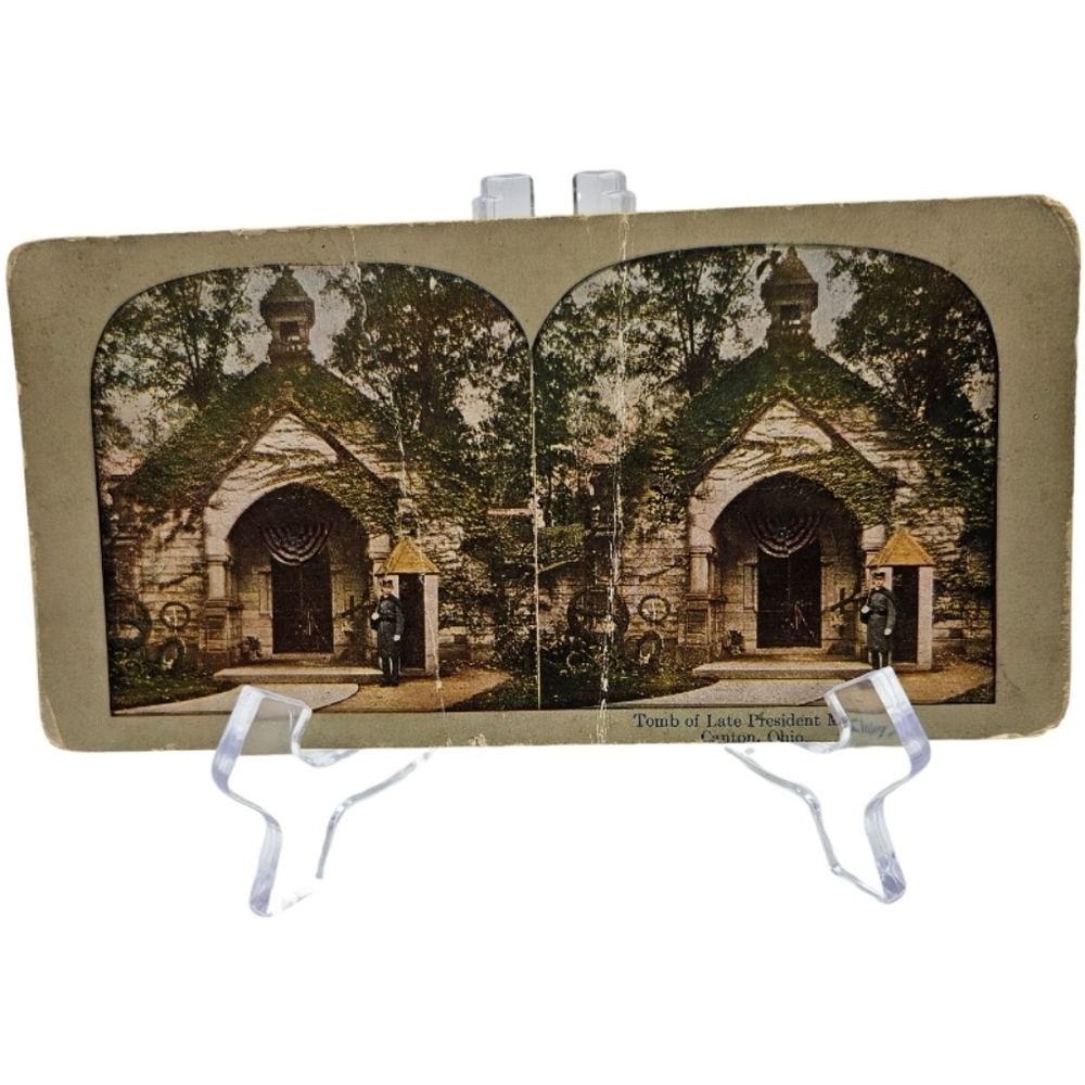 1909 Stereoscope Card Tomb of Late President McKinley